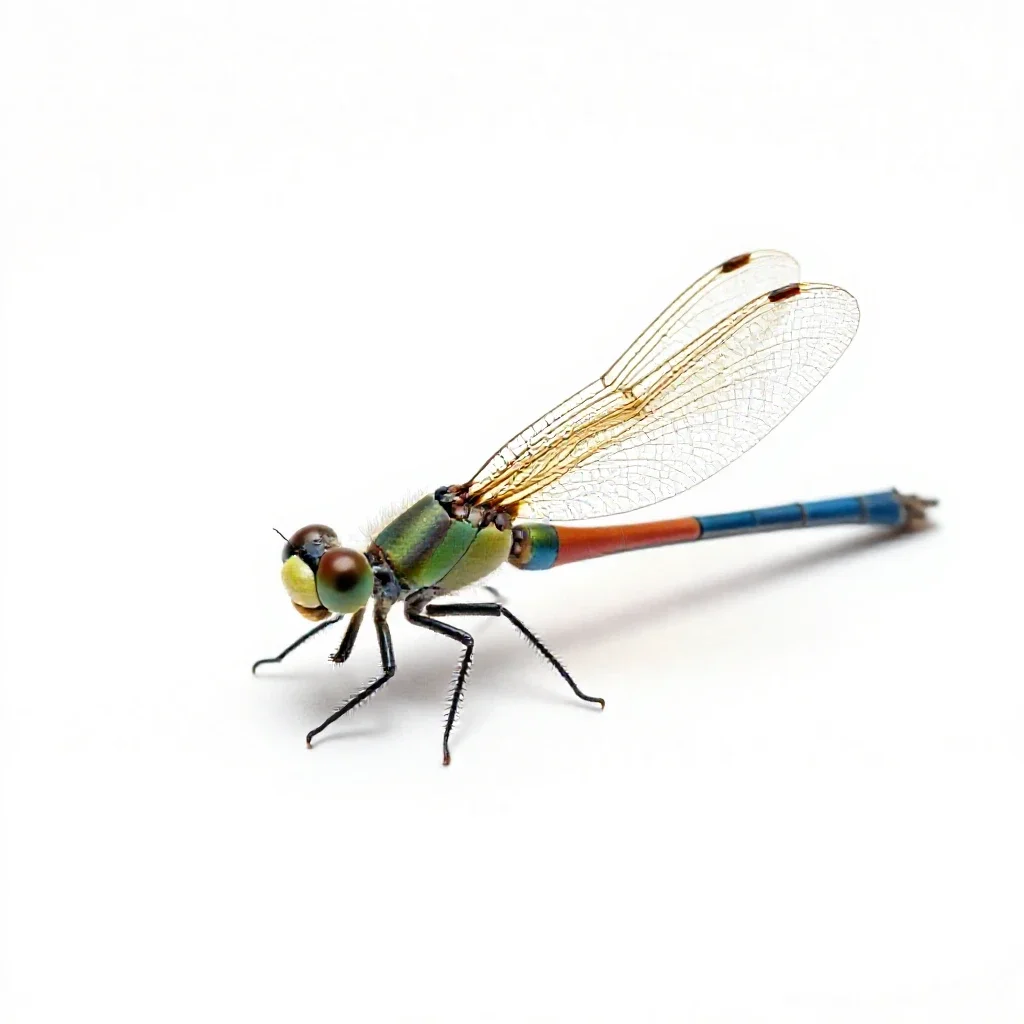 Damselfly isolated on a white background