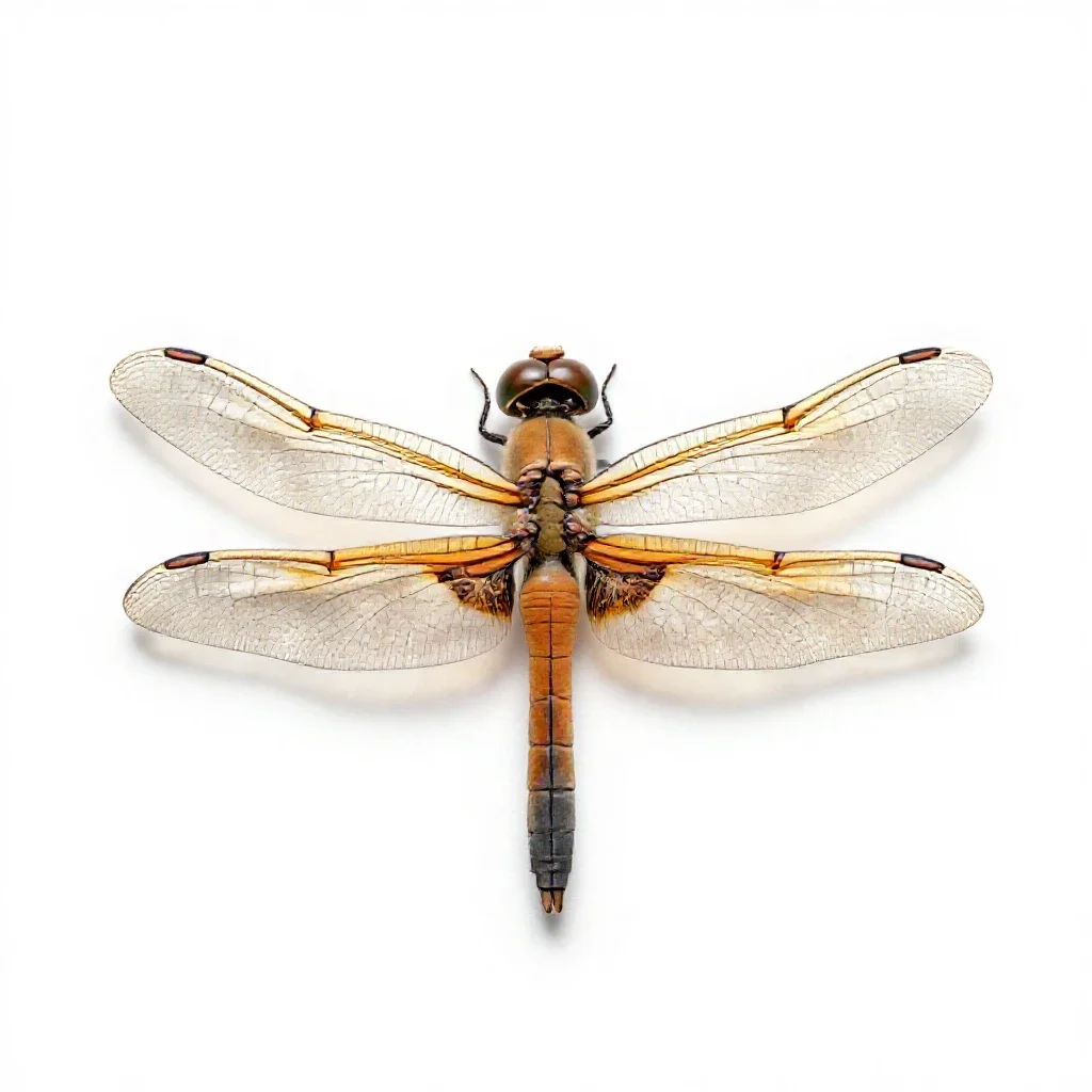 Dragonfly with veined wings isolated on a white background