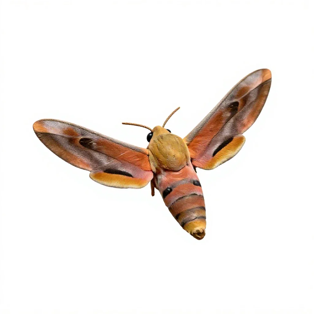 Hawk moth in flight isolated on a white background