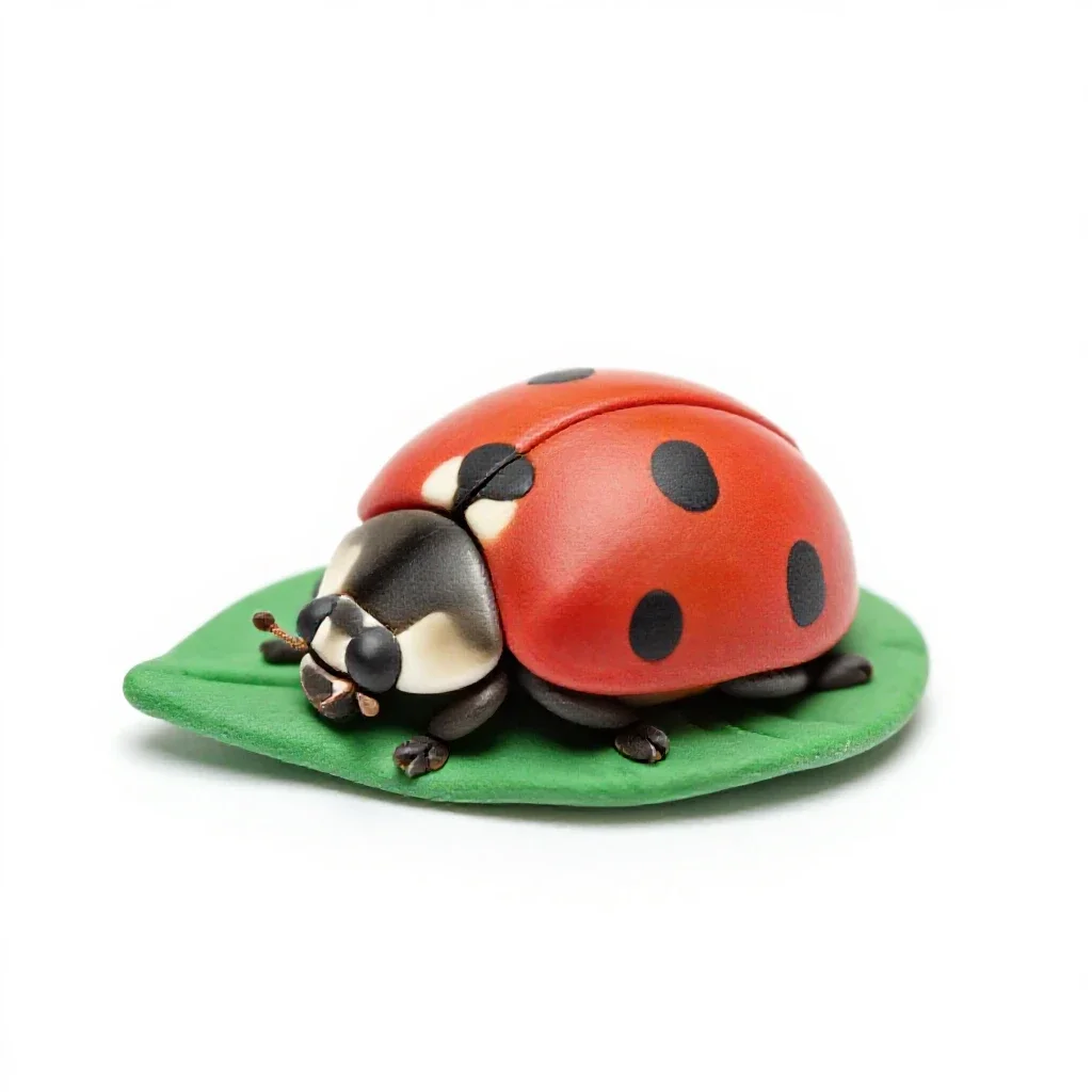 Ladybird on a leaf isolated on a white background