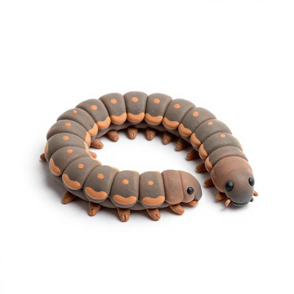 Millipede coiled isolated on a white background