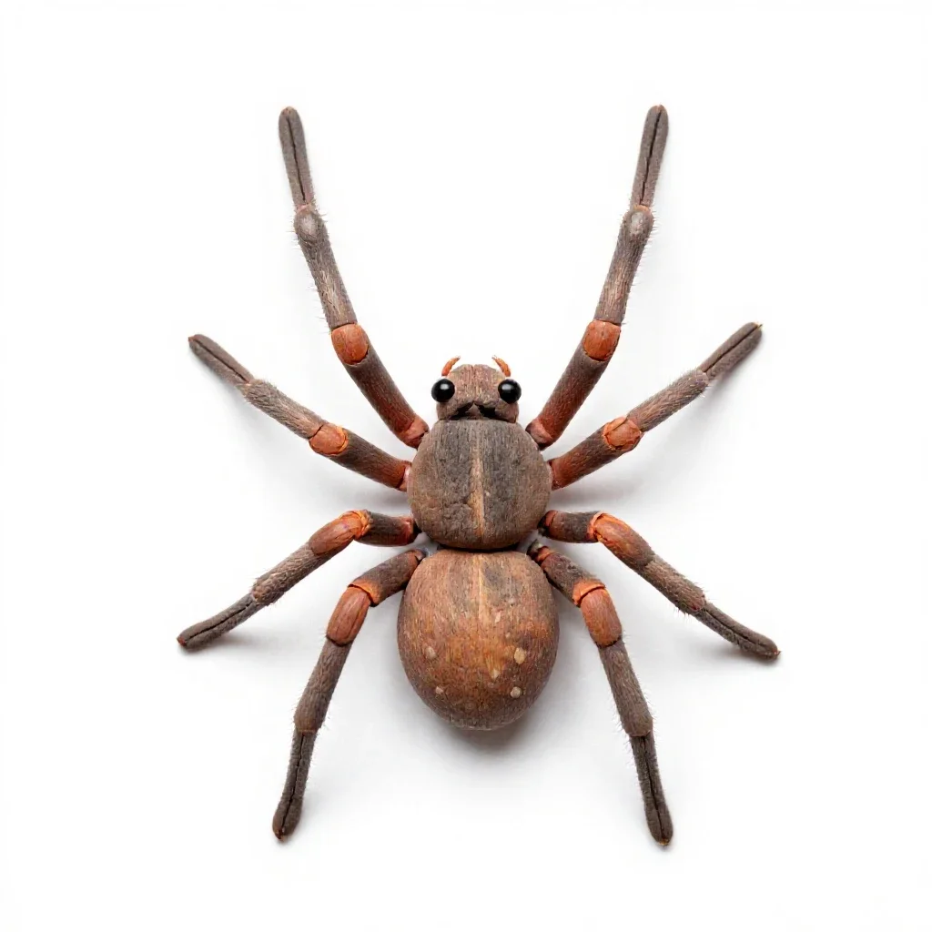 Orb weaver on its web isolated on a white background