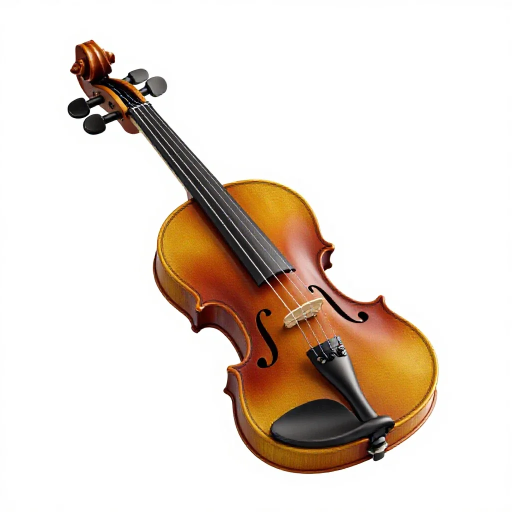 Violin with a bow isolated on a white background