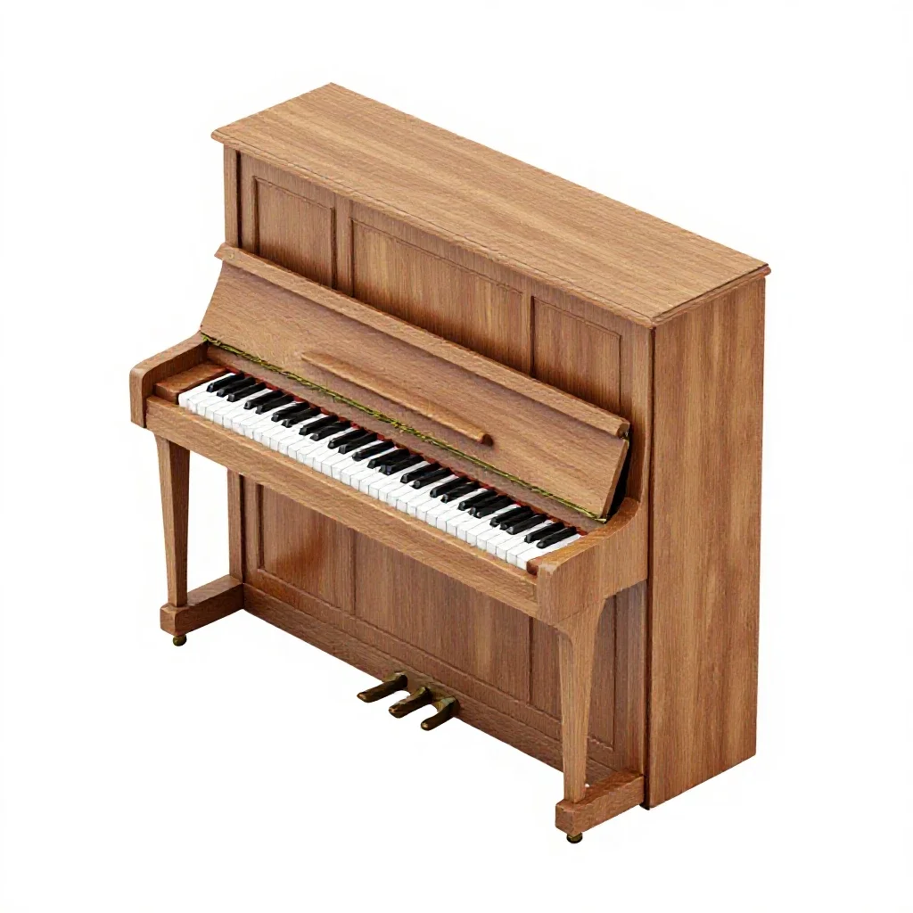 Upright piano isolated on a white background