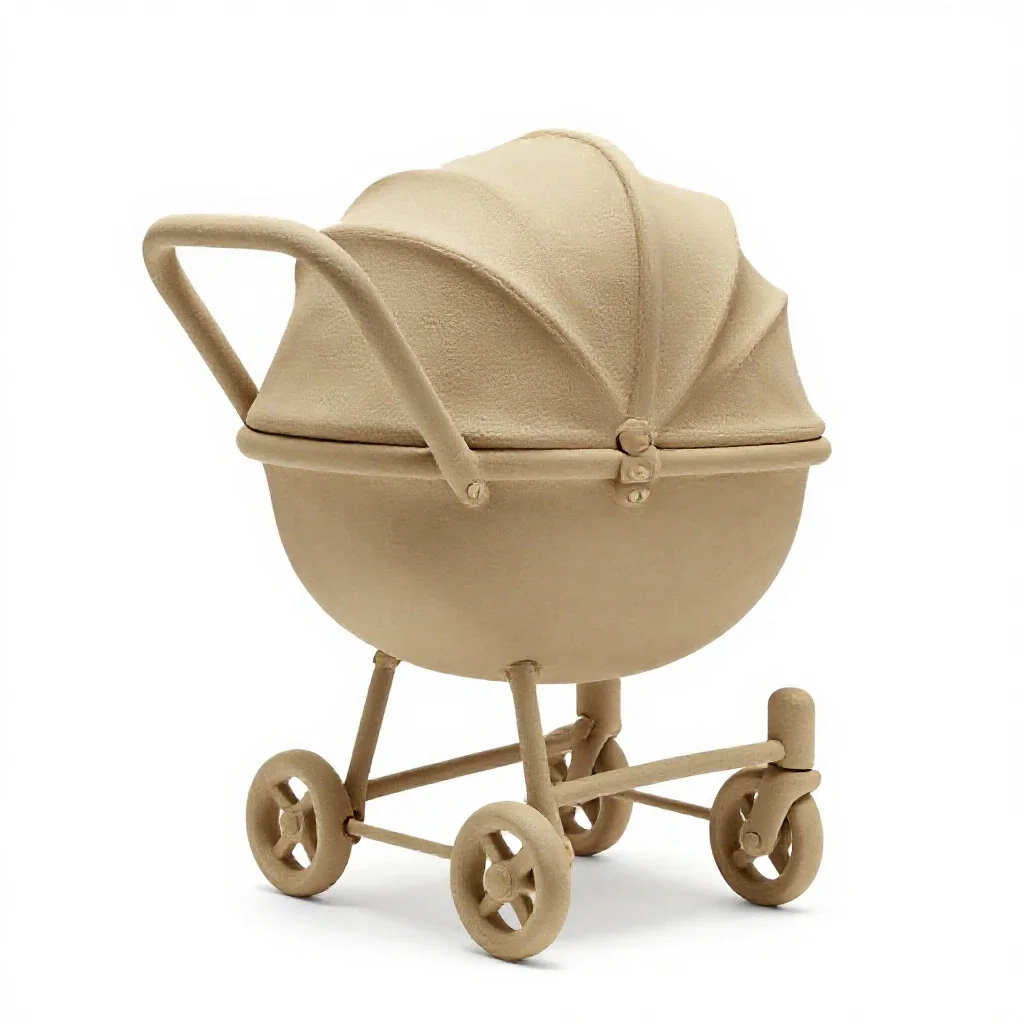 Dolls pram isolated on a white background