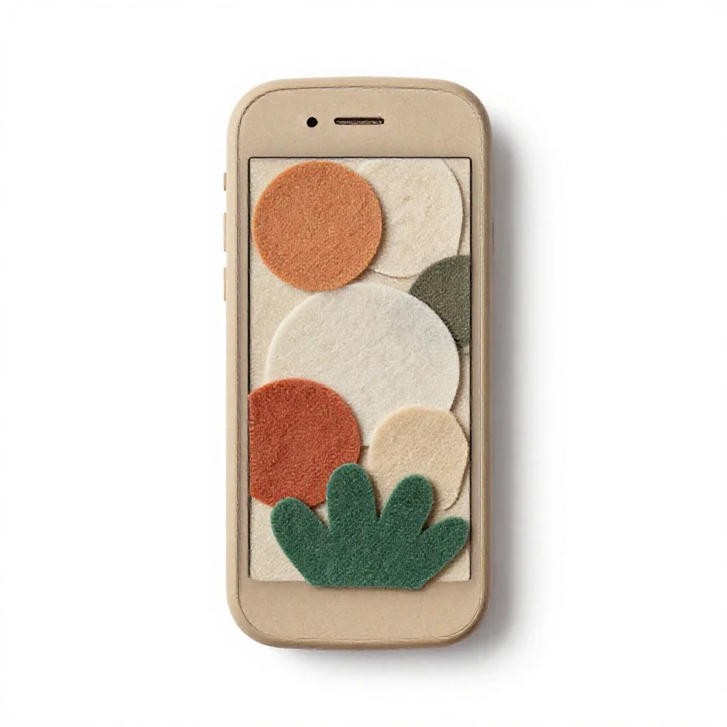Mobile with felt shapes isolated on a white background