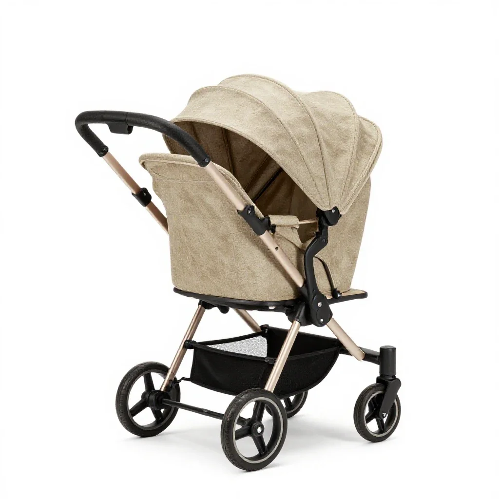 Pram with a canopy isolated on a white background