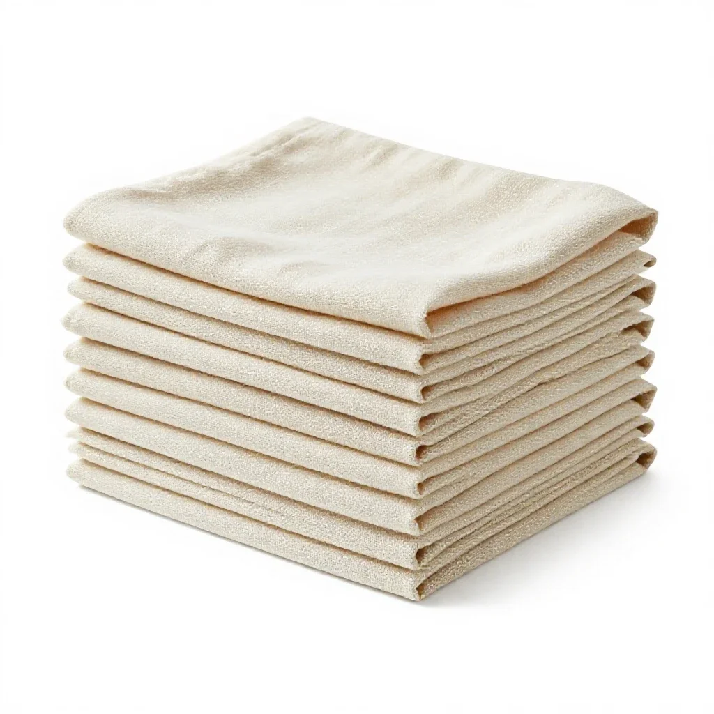 Stack of muslin cloths isolated on a white background
