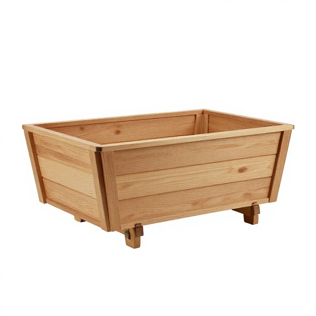 Wagon with wooden sides isolated on a white background