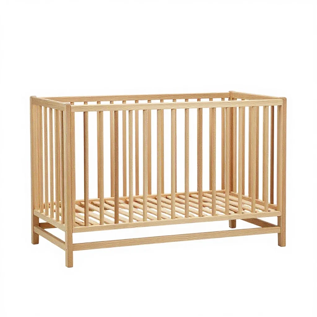 Wooden crib isolated on a white background