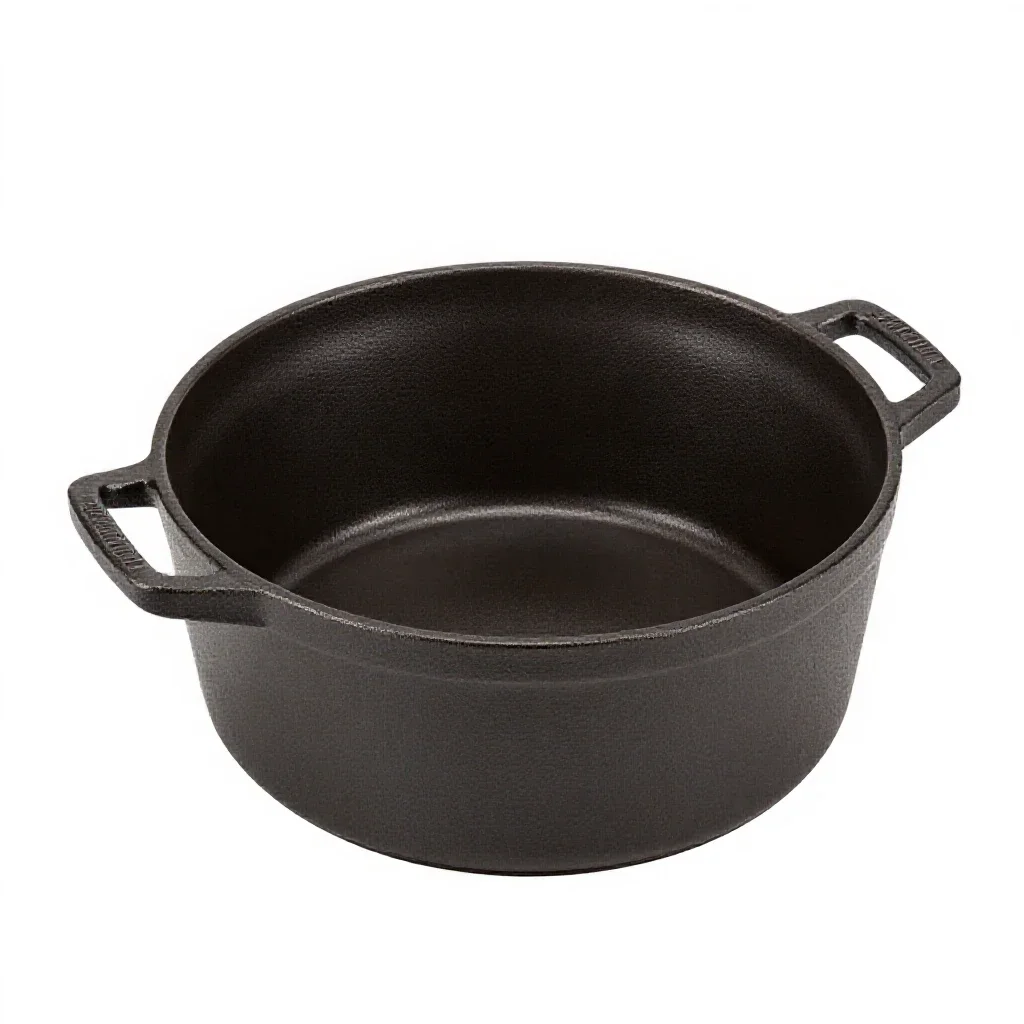Cast iron dutch oven isolated on a white background