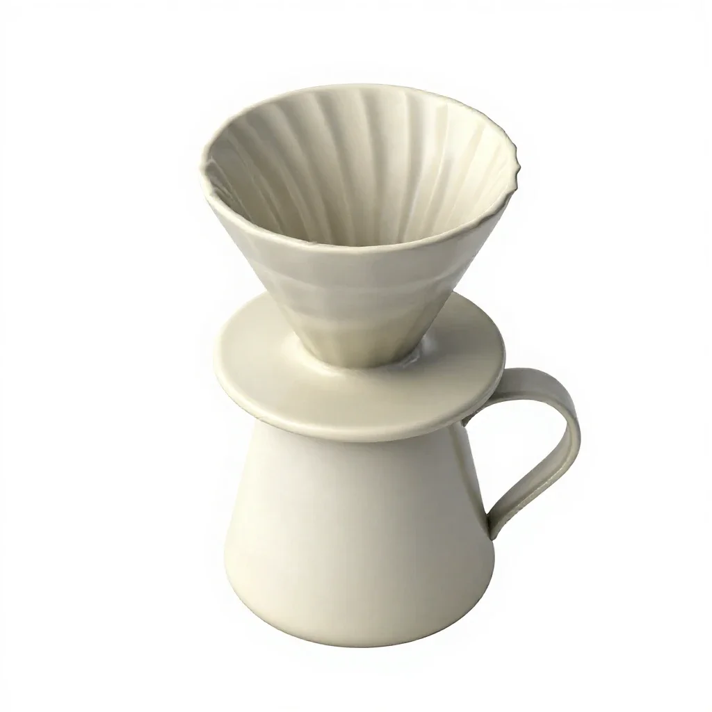 Ceramic pour-over dripper isolated on a white background