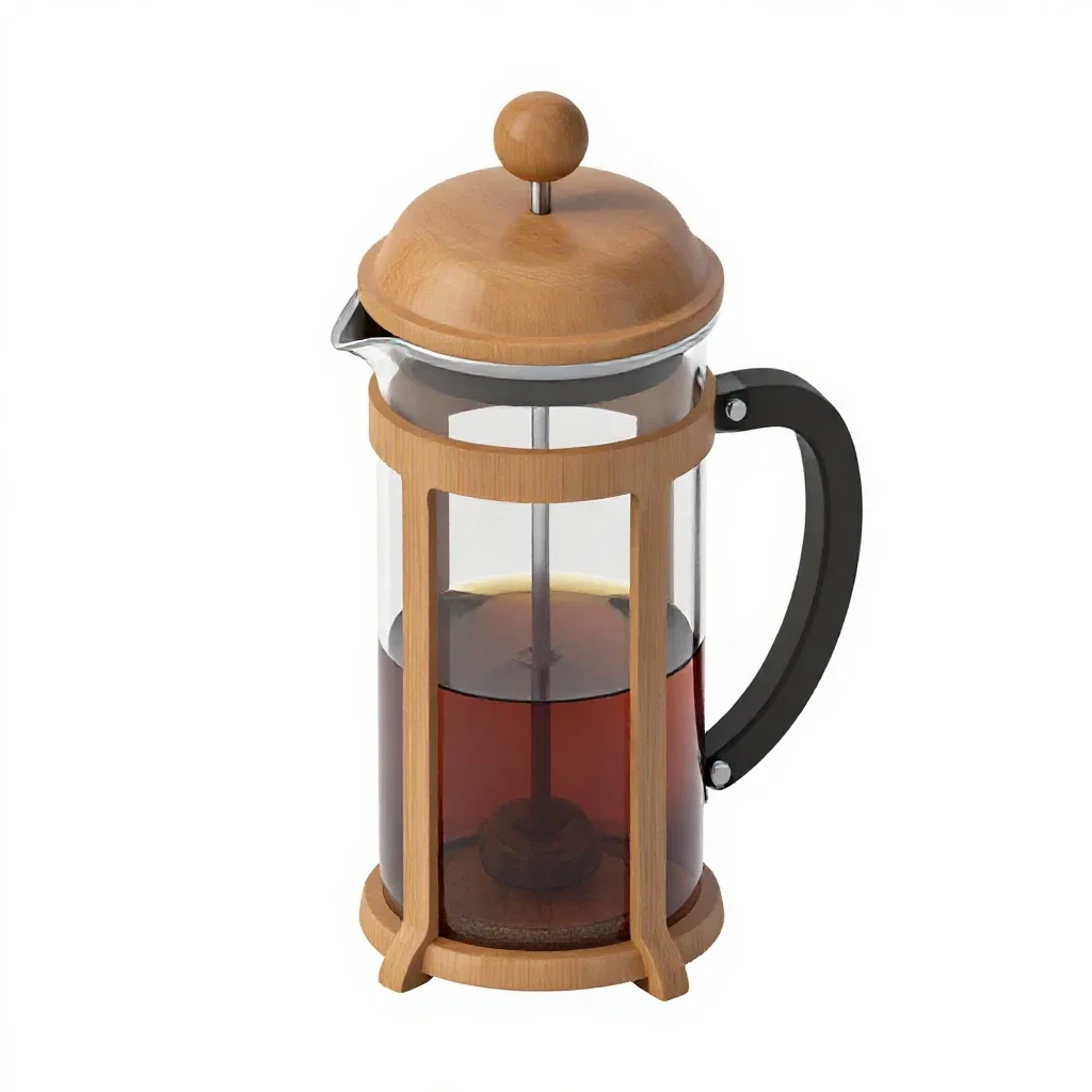 French press coffee maker isolated on a white background