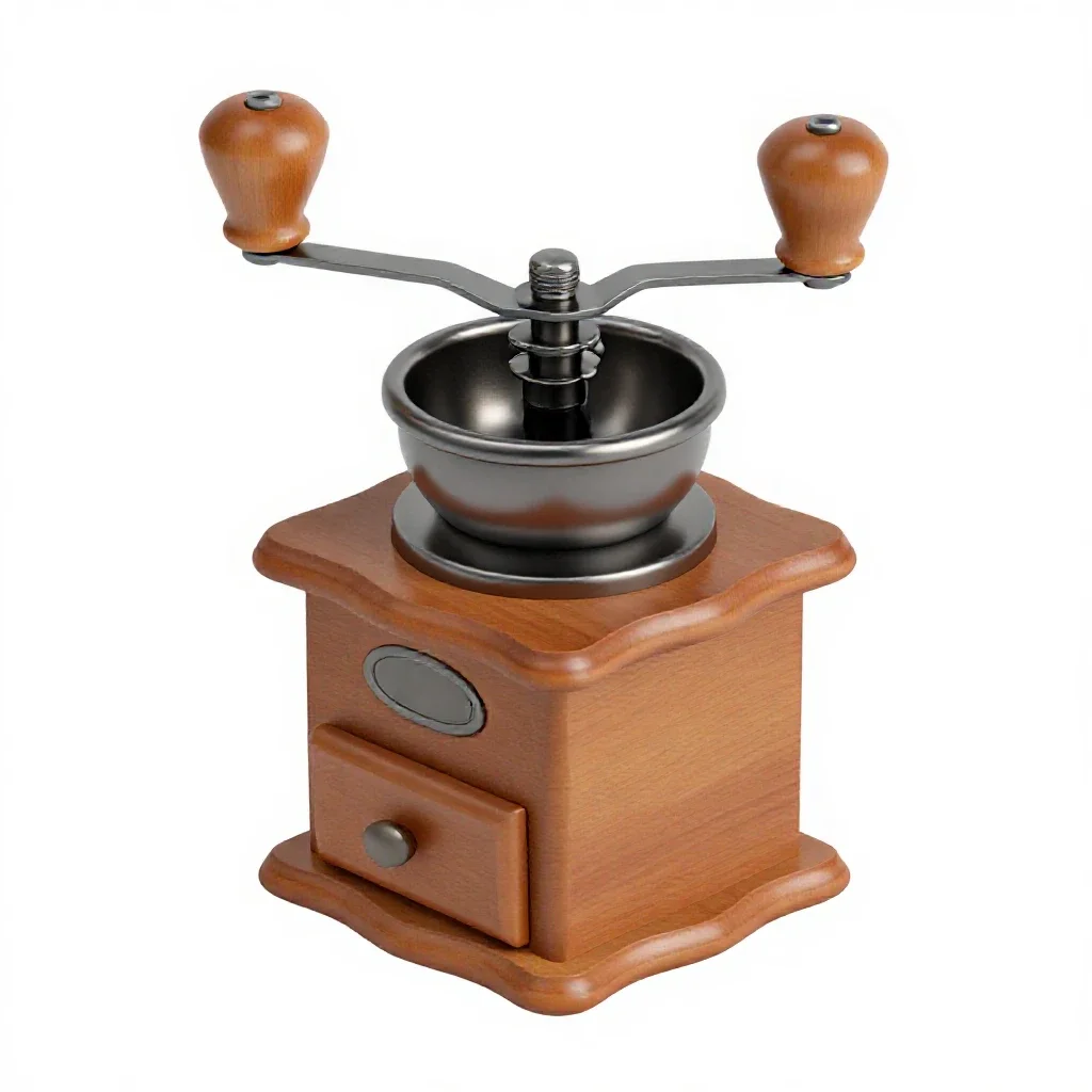 Hand-crank coffee grinder isolated on a white background