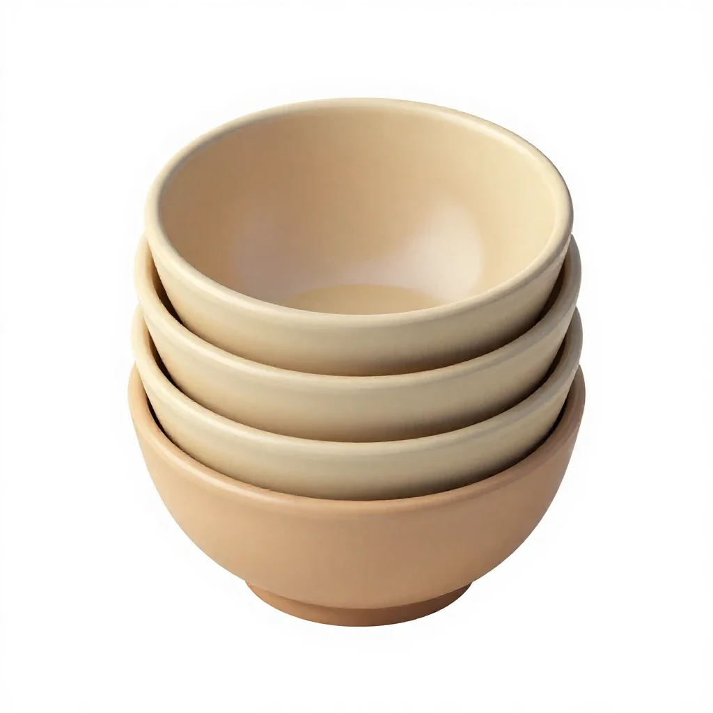 Stack of nesting mixing bowls isolated on a white background