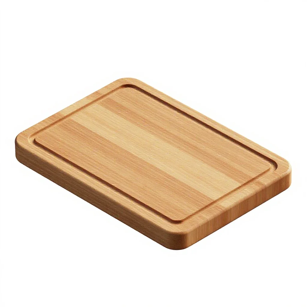Wooden cutting board with a juice groove isolated on a white background