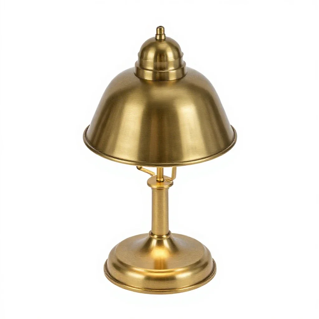 Brass banker's lamp isolated on a white background
