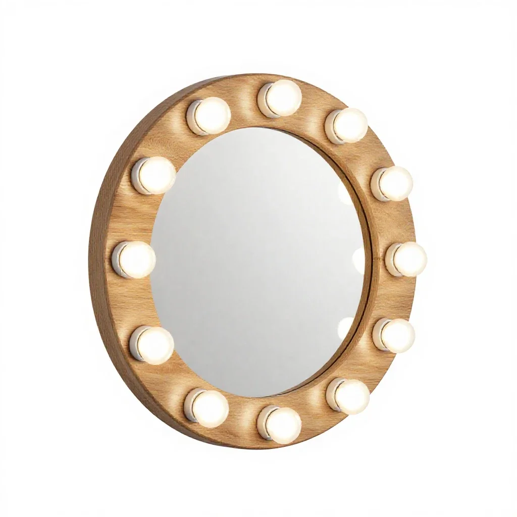 Mirror with bulb surround isolated on a white background