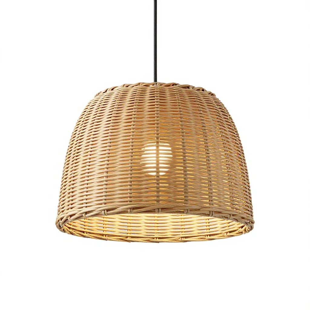 Rattan pendant shade isolated on a white background