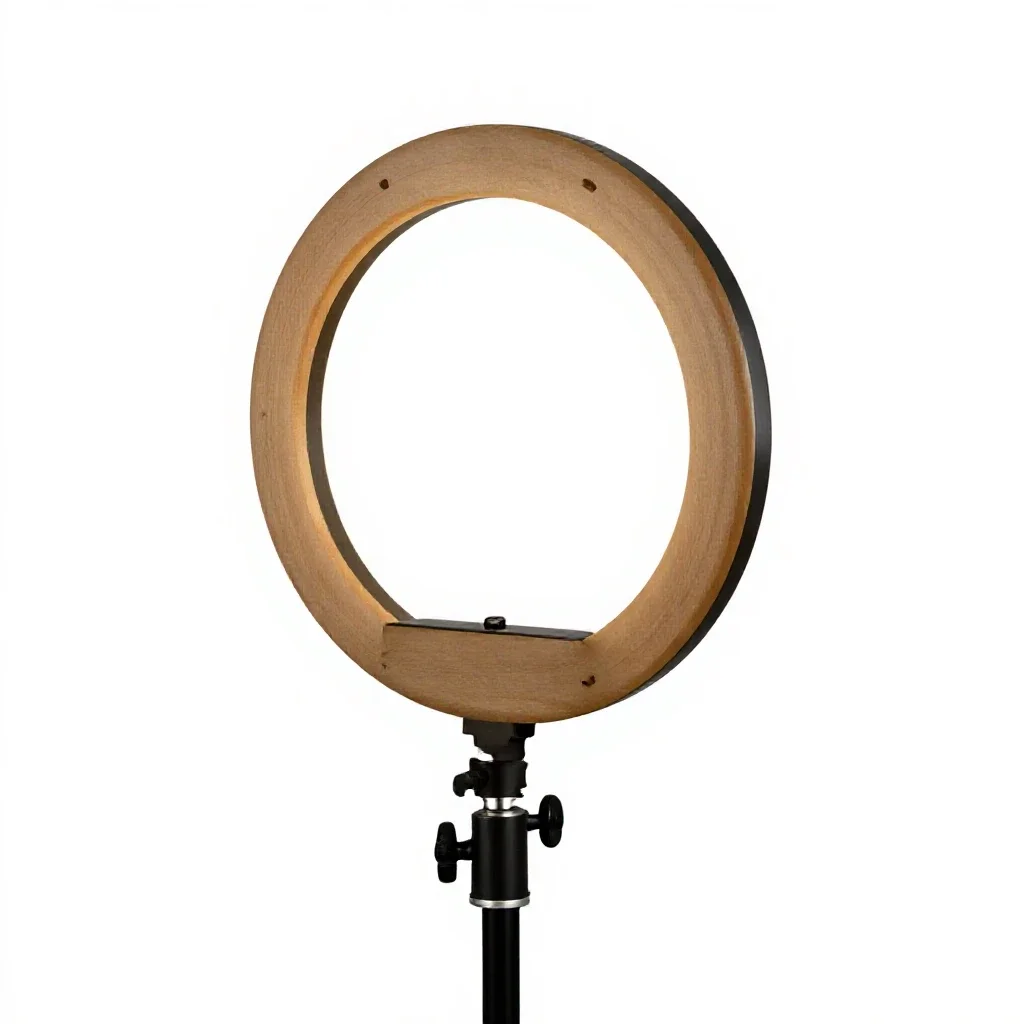 Ring light on a stand isolated on a white background