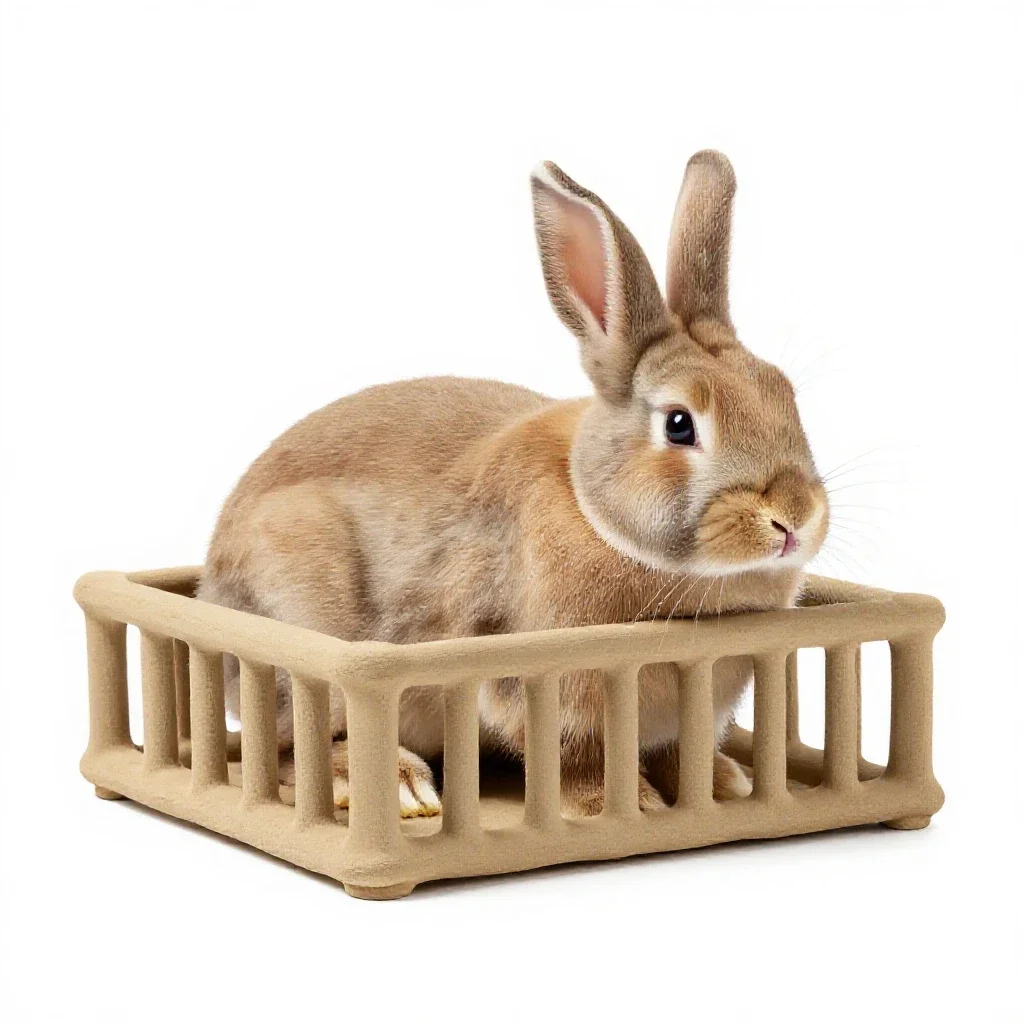 Hay rack for rabbits isolated on a white background