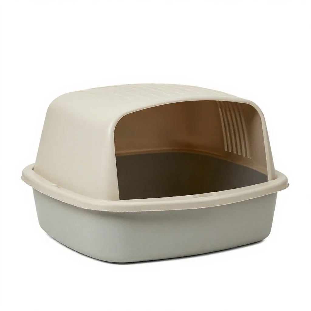 Litter box with a hood isolated on a white background