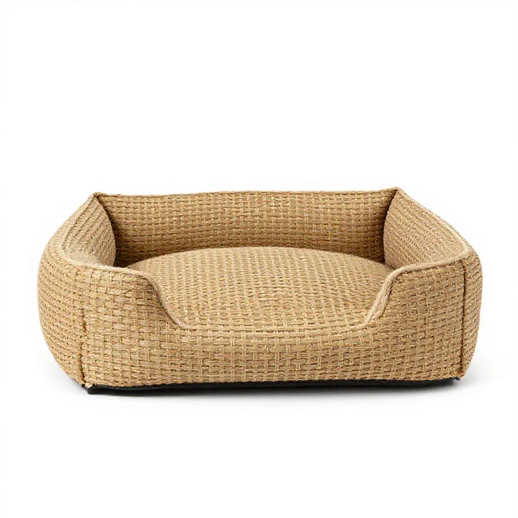 Woven dog bed isolated on a white background