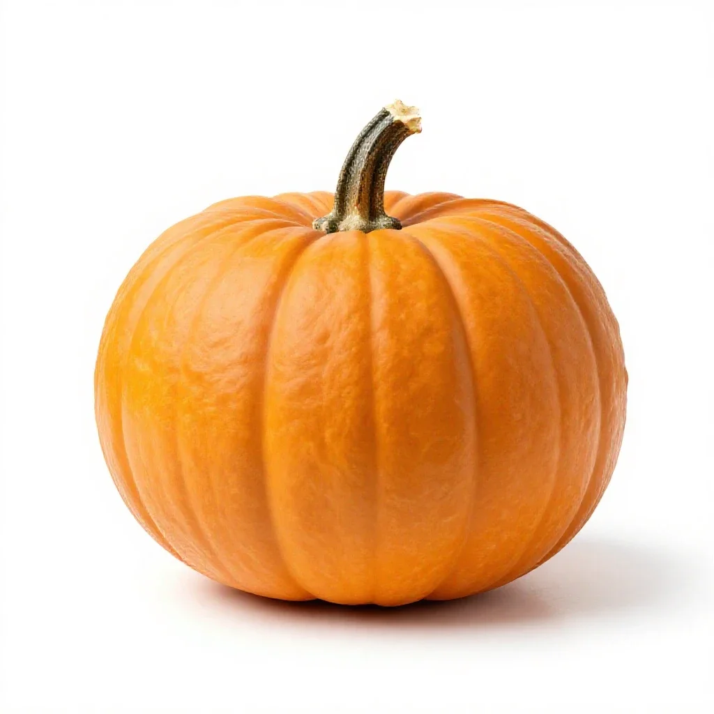Crown pumpkin cut open isolated on a white background