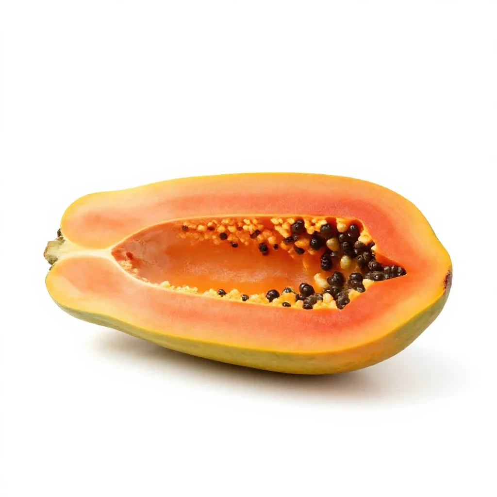 Papaya halved isolated on a white background