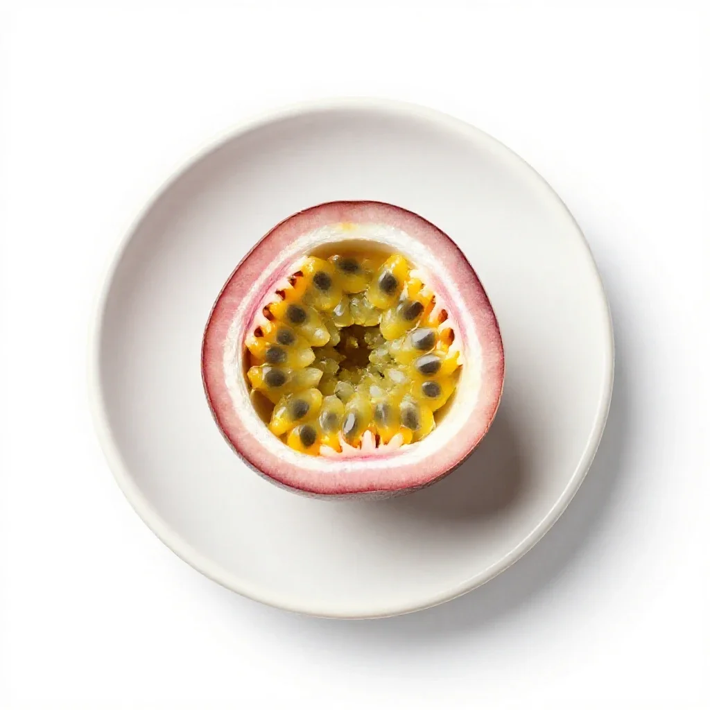 Passionfruit halved isolated on a white background