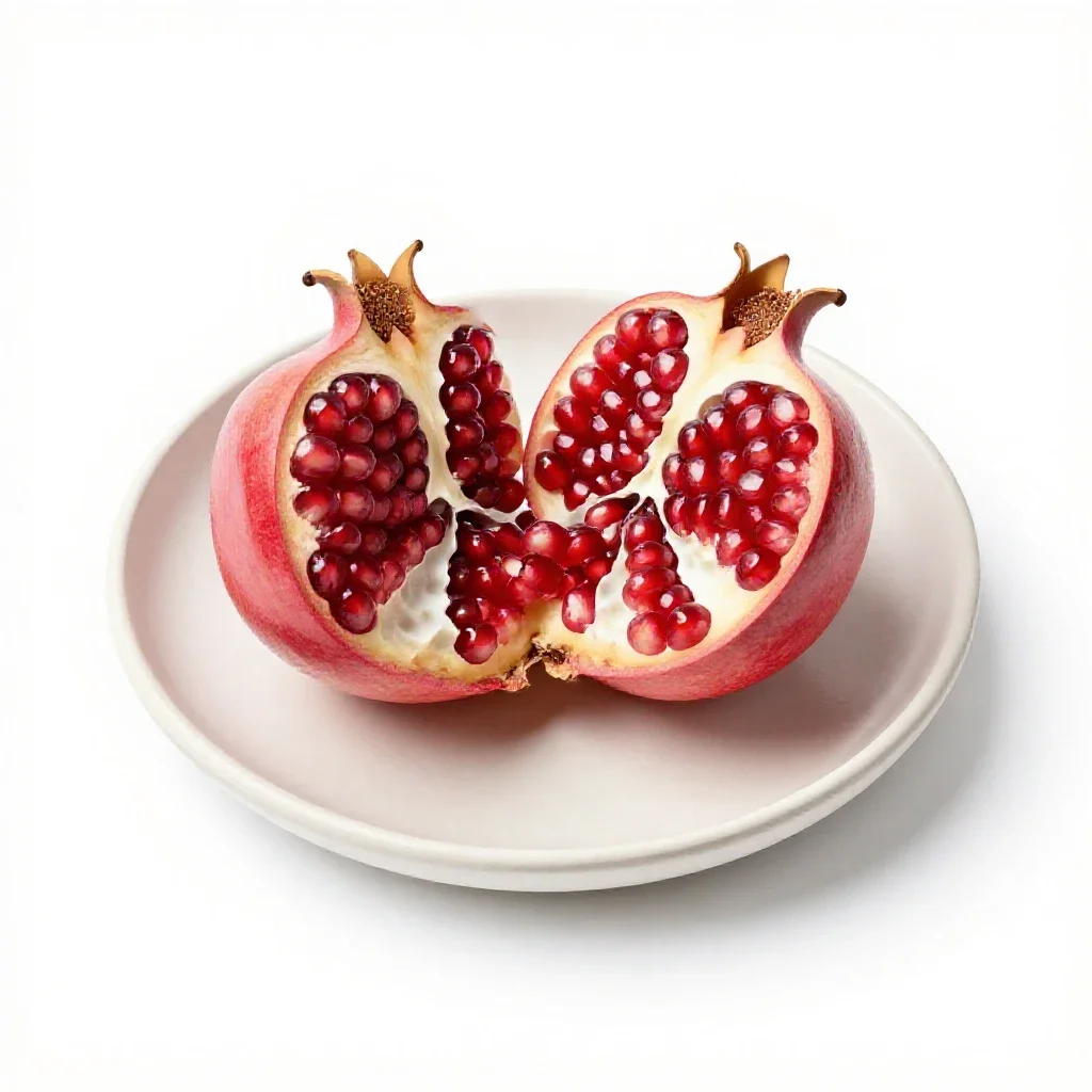 Pomegranate broken open isolated on a white background
