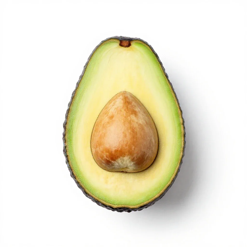 Avocado halved with the stone isolated on a white background