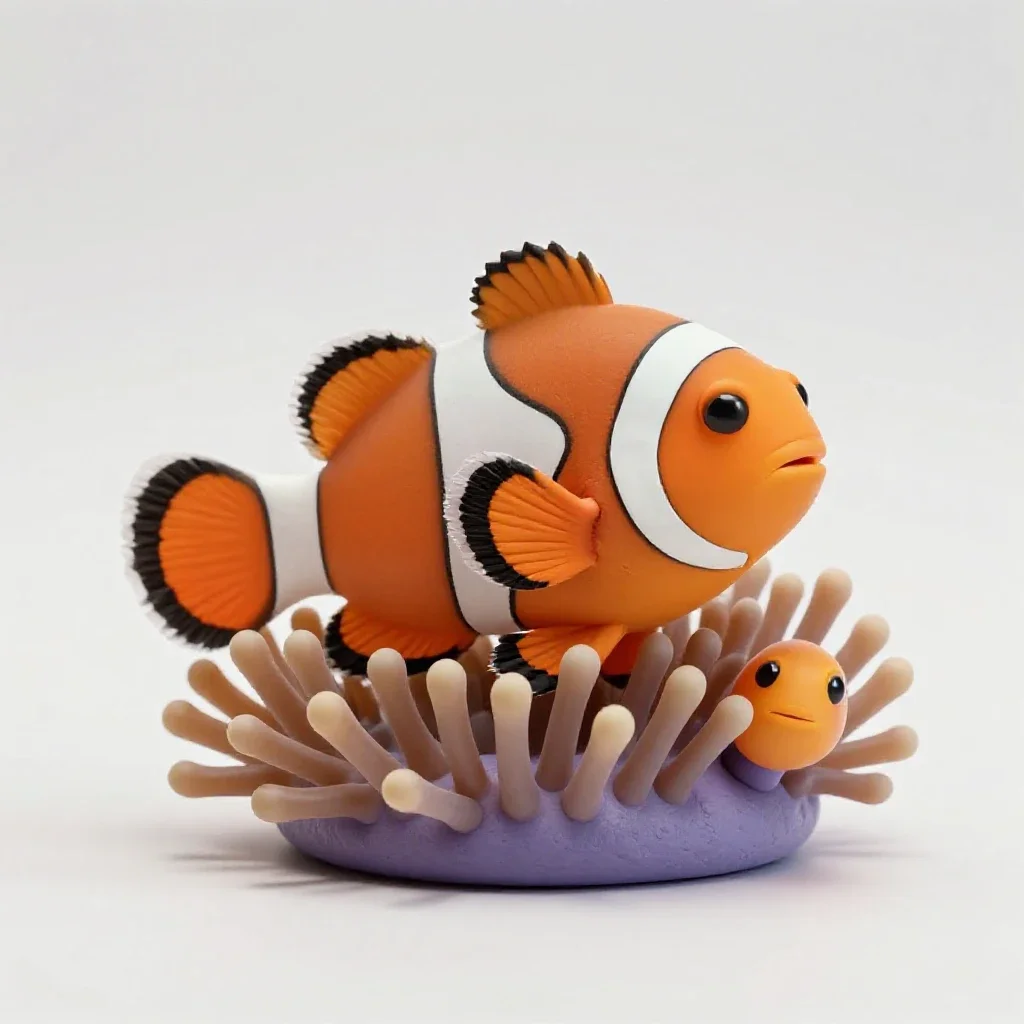 Clownfish in an anemone isolated on a white background