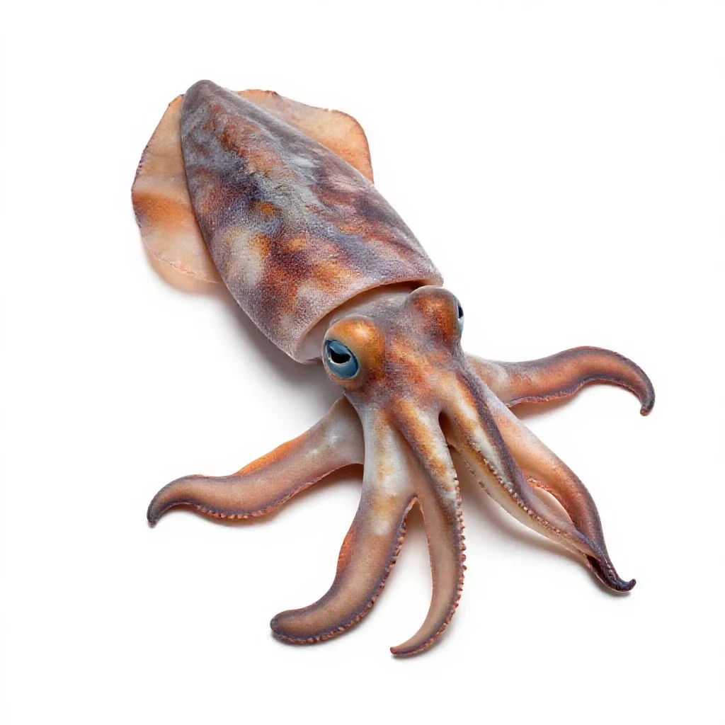 Cuttlefish changing colour isolated on a white background