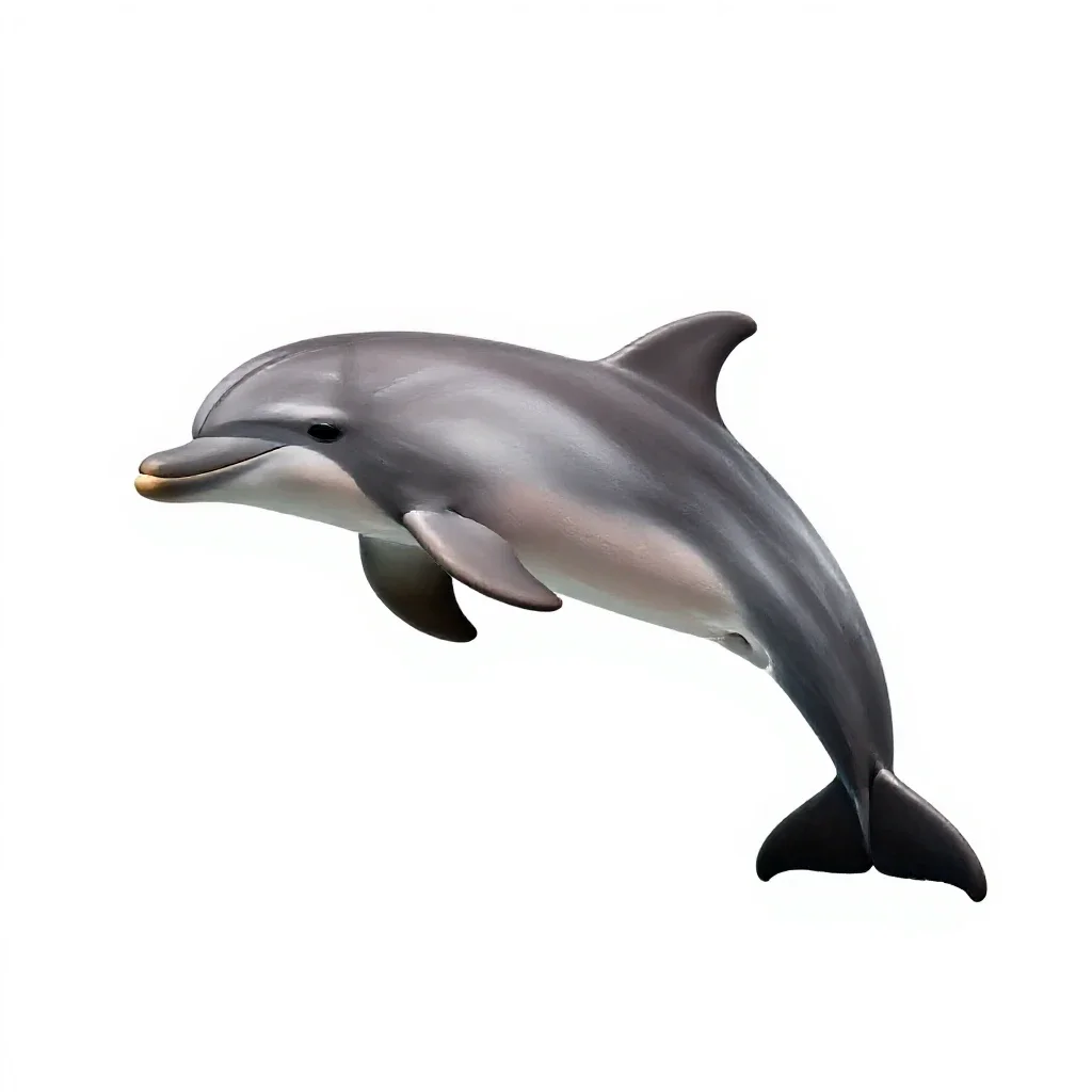 Dolphin mid-leap isolated on a white background