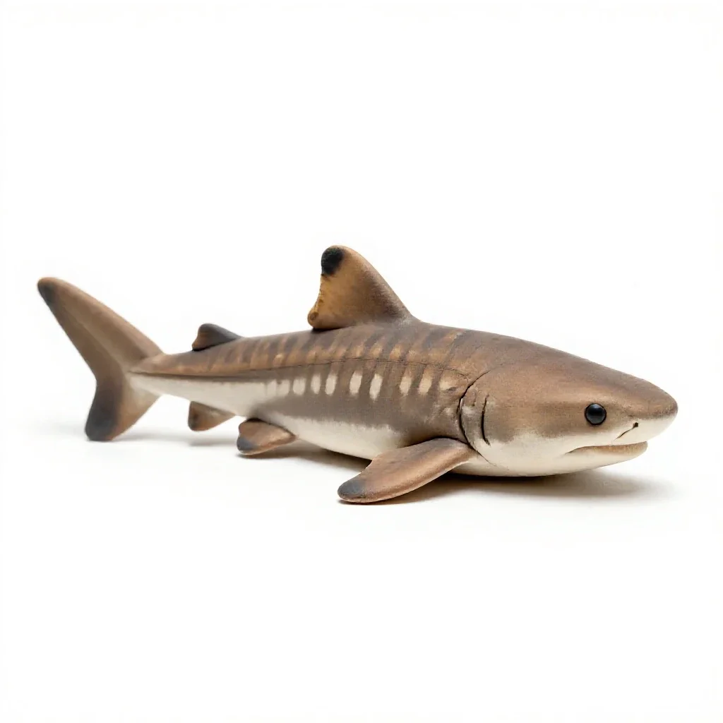 Leopard shark on sand isolated on a white background
