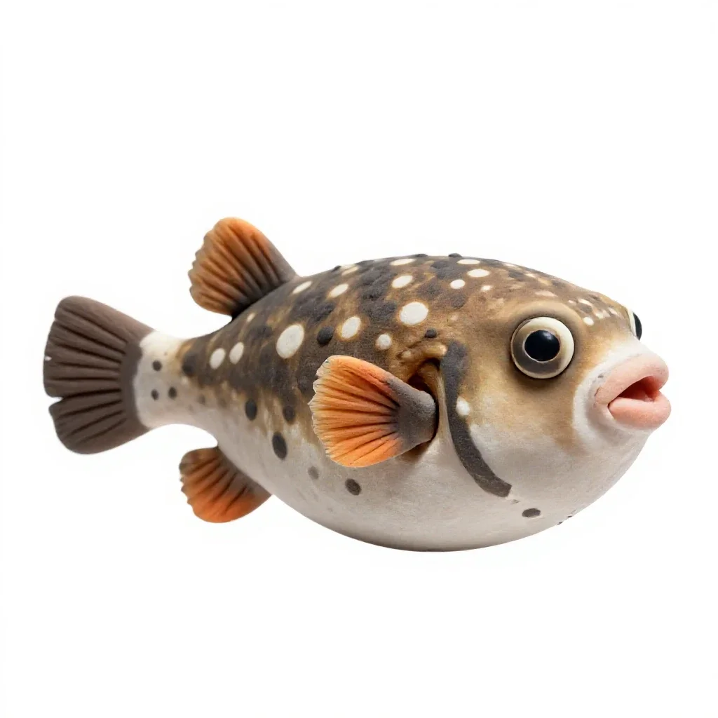 Pufferfish inflated isolated on a white background