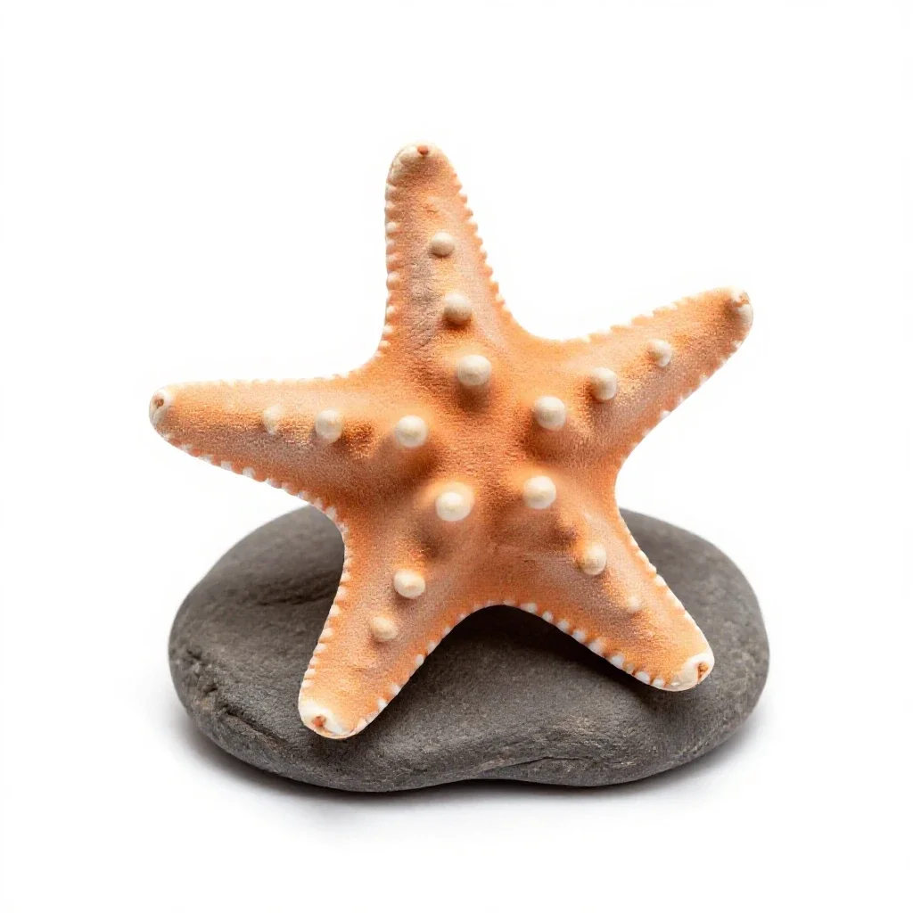 Starfish on rock isolated on a white background