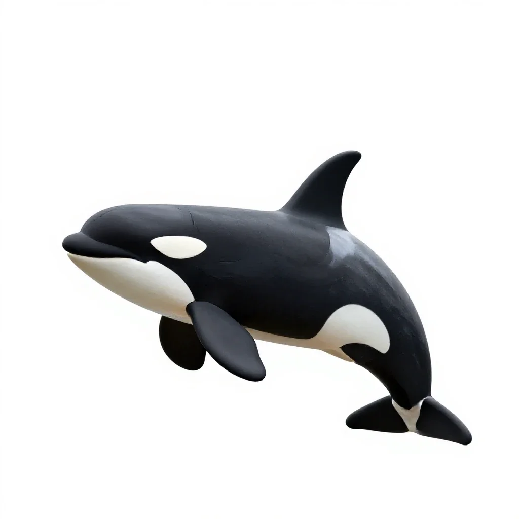Orca breaching isolated on a white background