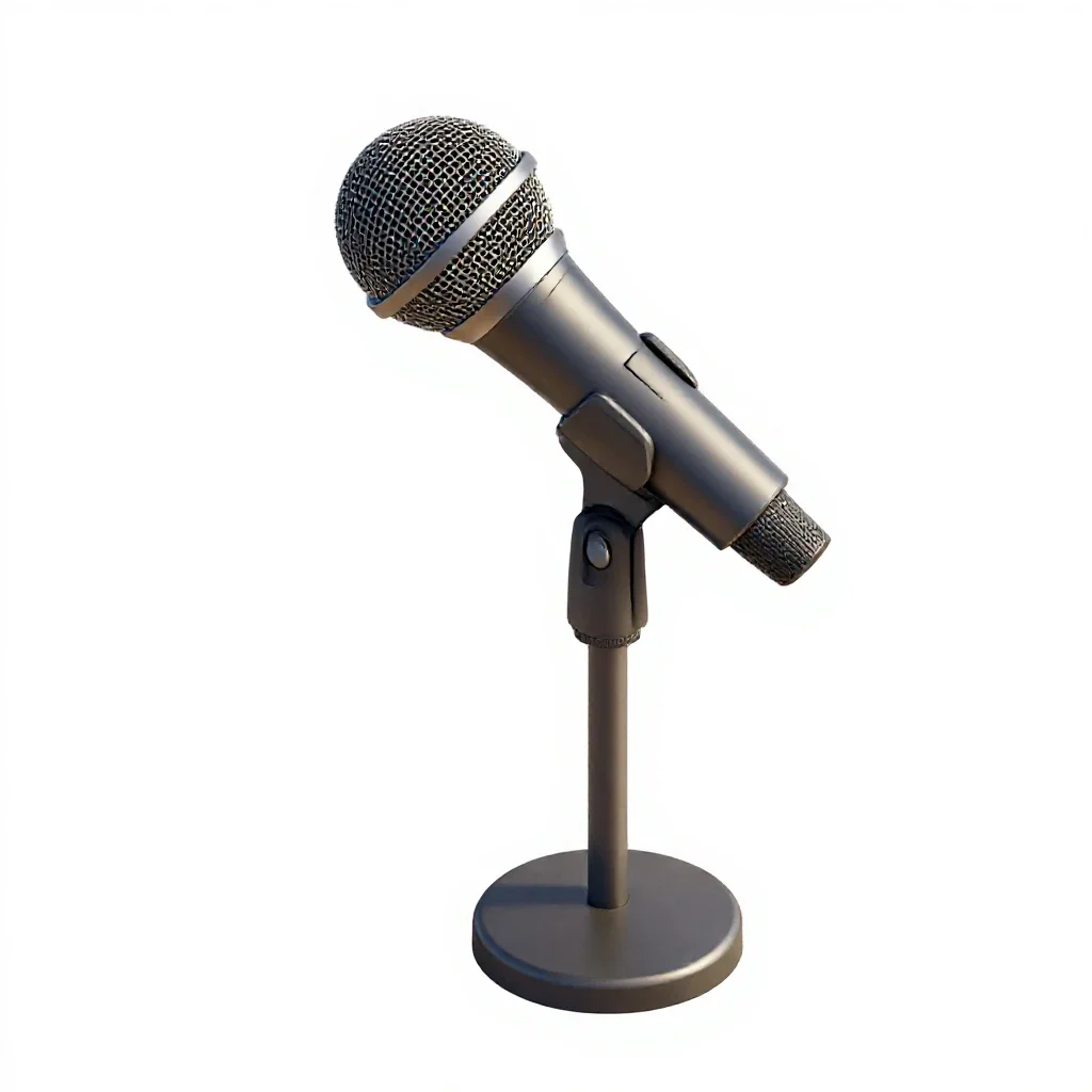Boom microphone on a stand isolated on a white background