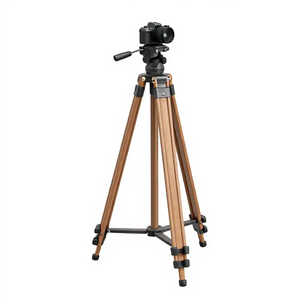 Camera tripod isolated on a white background