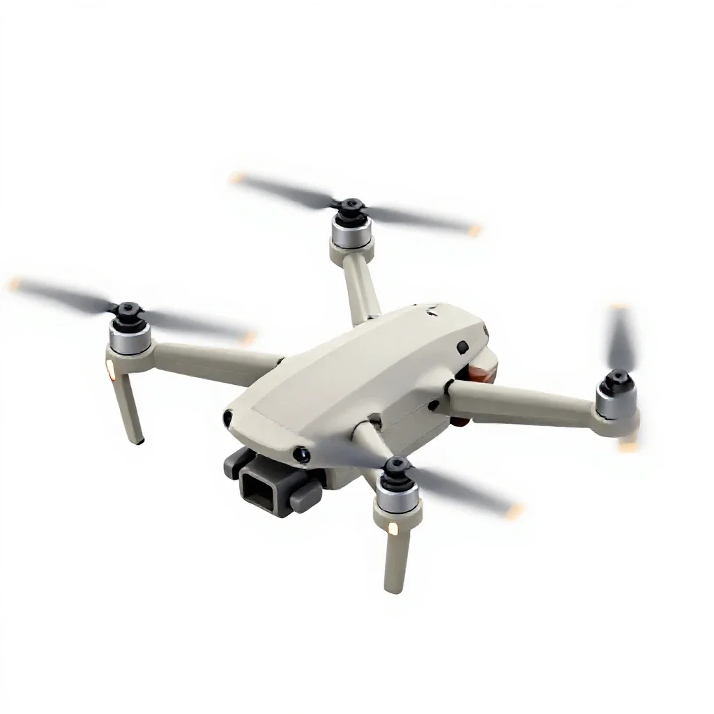 Drone with folded arms isolated on a white background