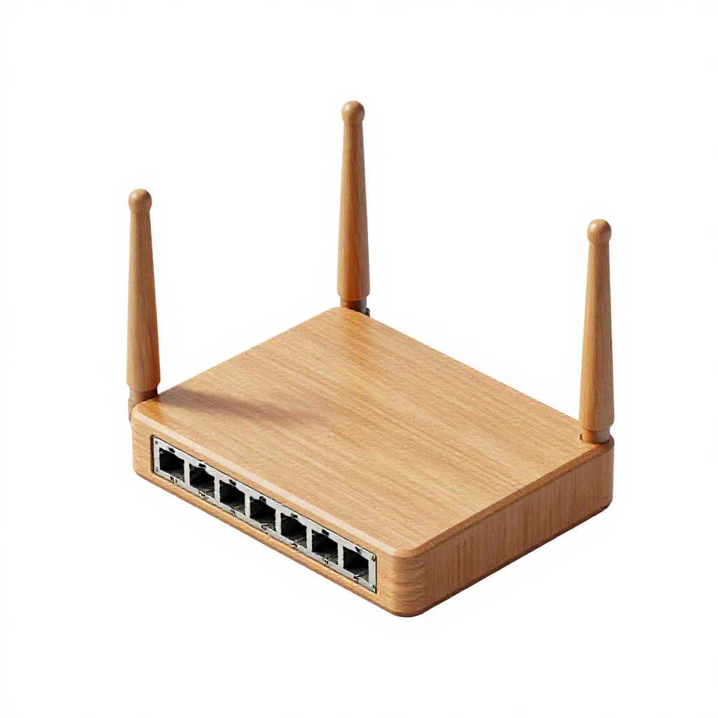 Network router with antennas isolated on a white background