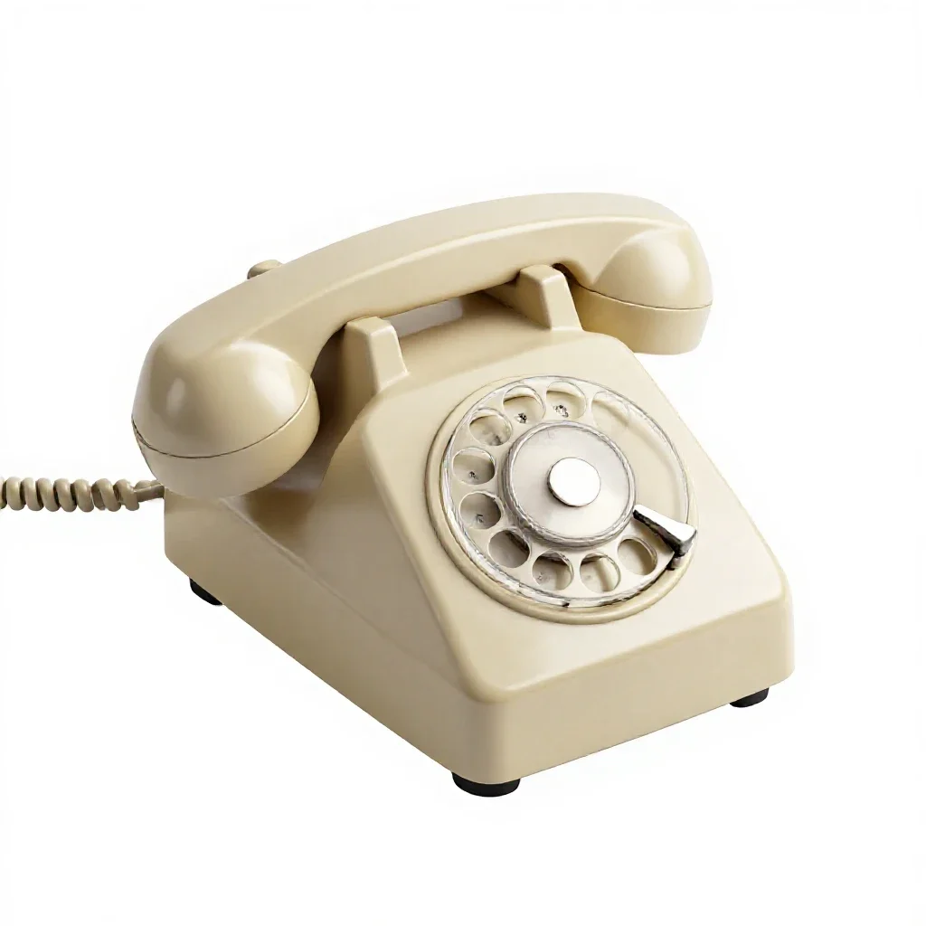 Rotary dial telephone isolated on a white background