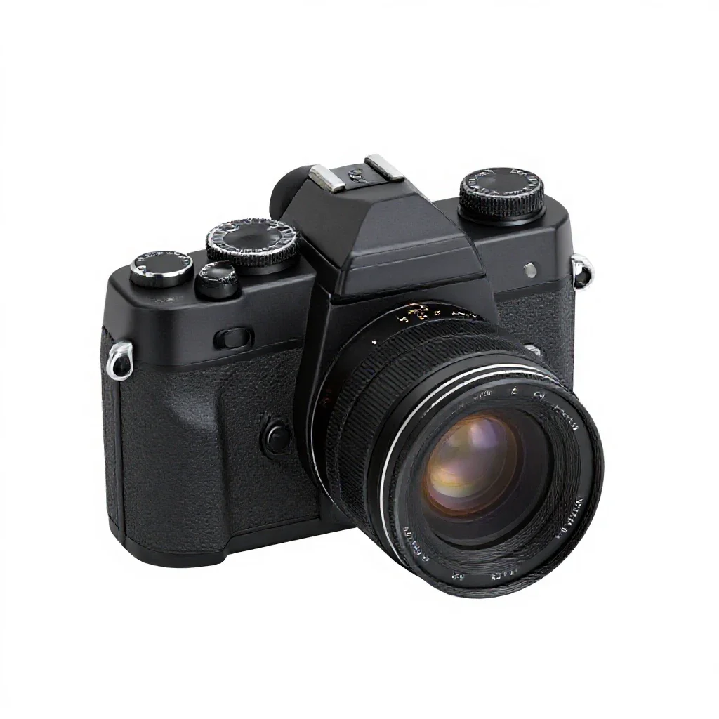 Twin-lens reflex camera isolated on a white background