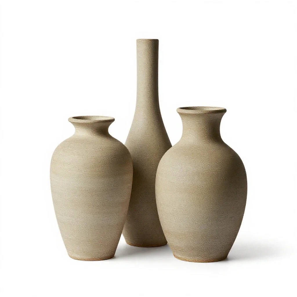 Bud vase trio isolated on a white background