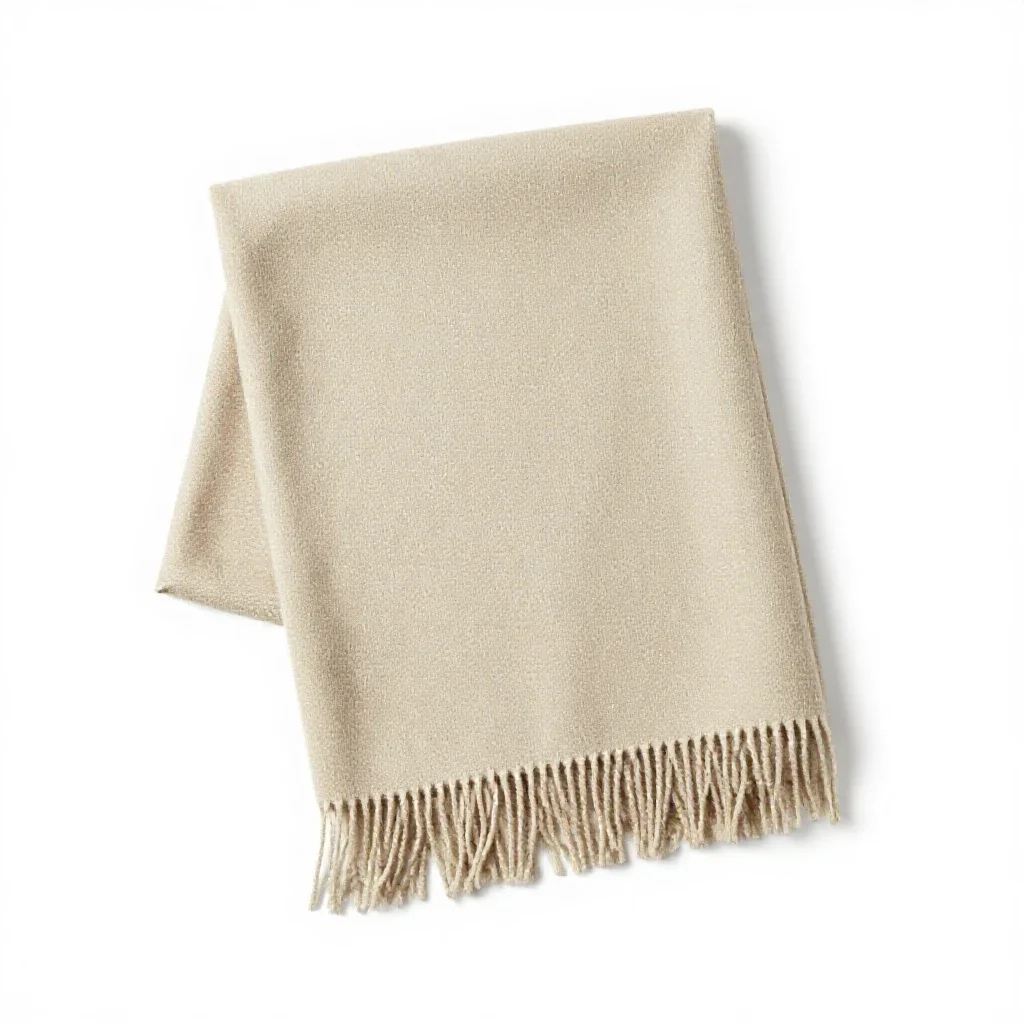 Folded wool throw with fringe isolated on a white background