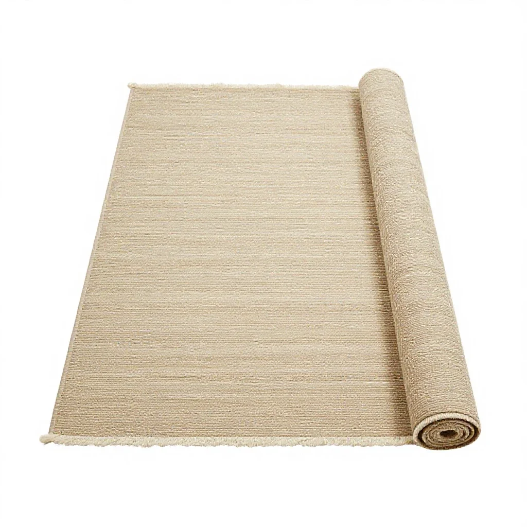 Hand-knotted wool rug rolled up isolated on a white background