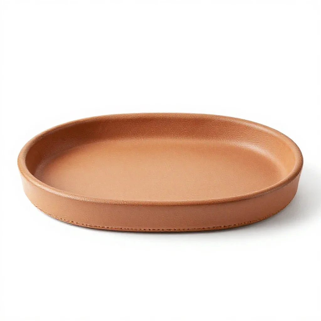Leather valet tray isolated on a white background