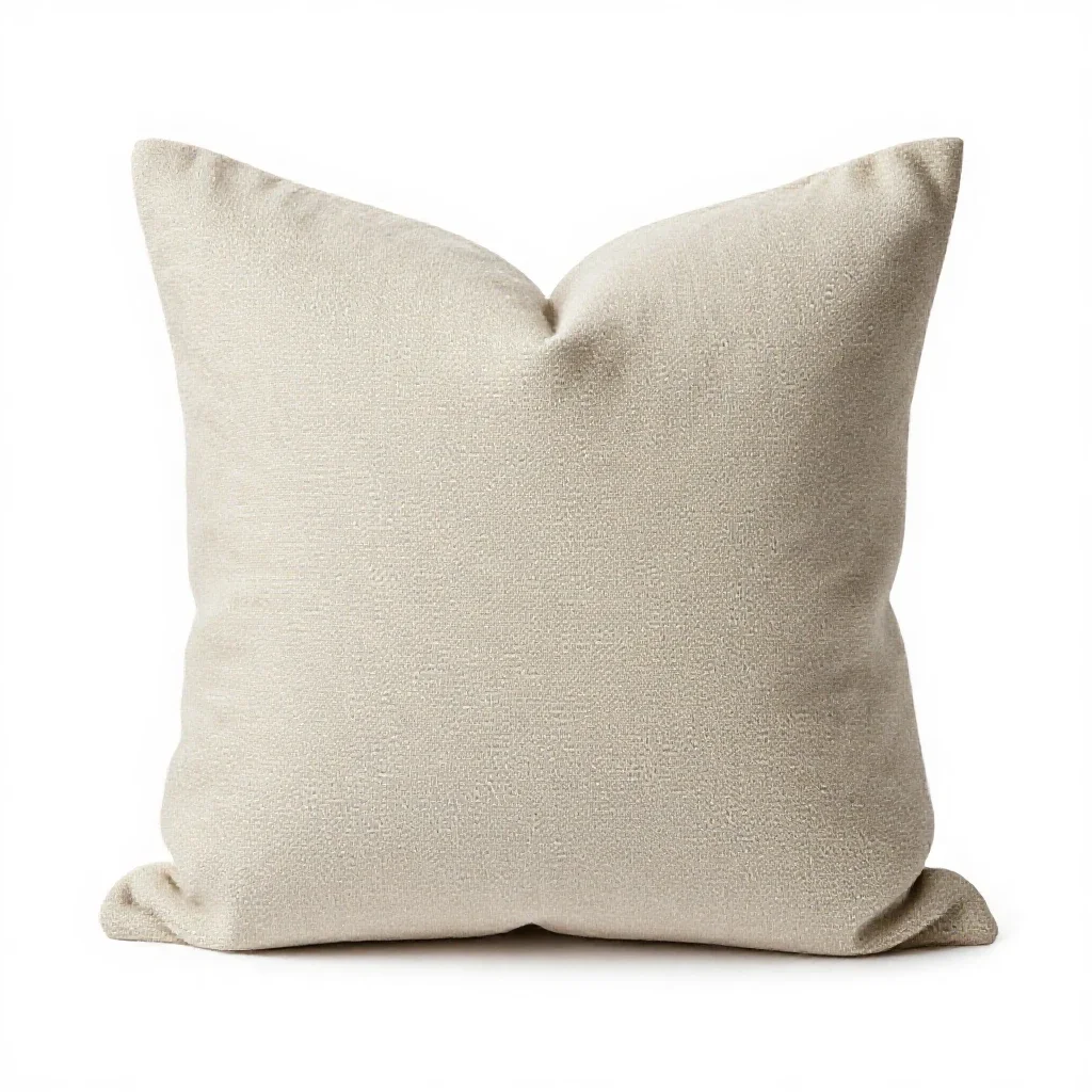 Linen cushion with a knife edge isolated on a white background